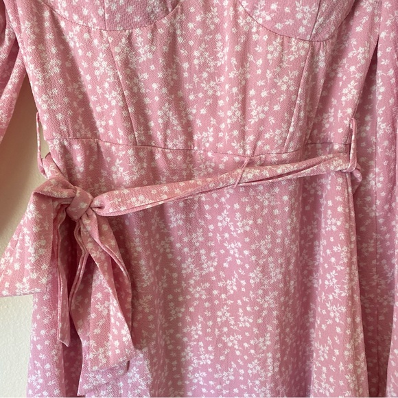 B DARLIN Womens Pink Ruffled Balloon Sleeve V Neck Mini Sheath Dress Juniors 3/4 - Picture 4 of 10